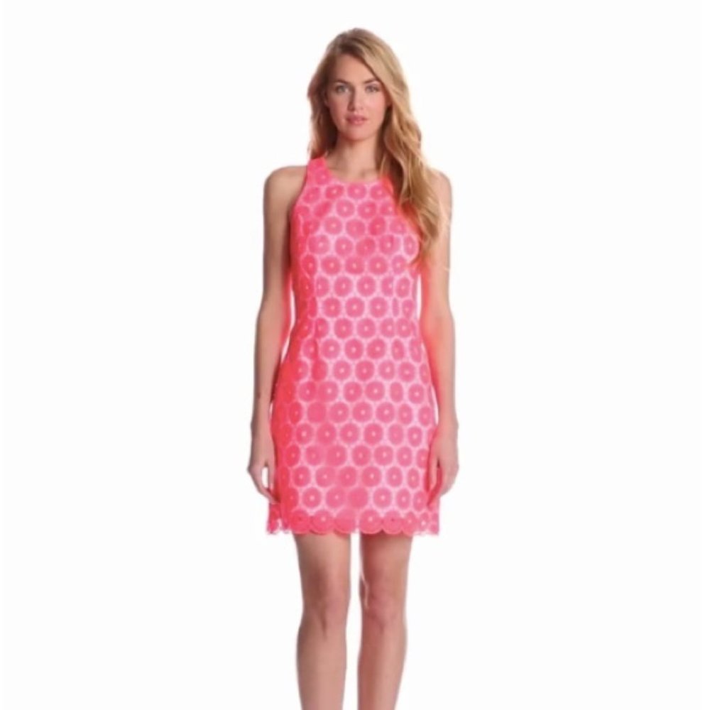 Lilly Pulitzer fiesta pink lace pearl shift
